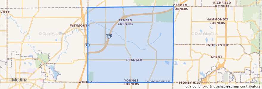 Mapa de ubicacion de Granger Township.