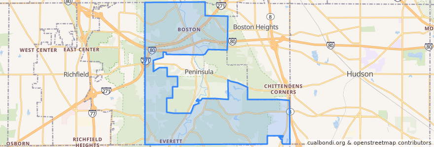 Mapa de ubicacion de Boston Township.
