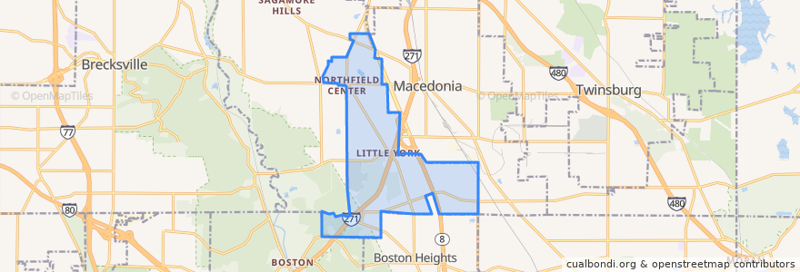 Mapa de ubicacion de Northfield Center Township.