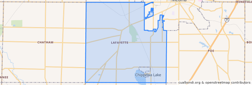 Mapa de ubicacion de Lafayette Township.