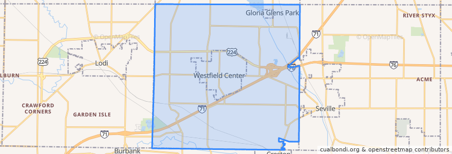 Mapa de ubicacion de Westfield Township.