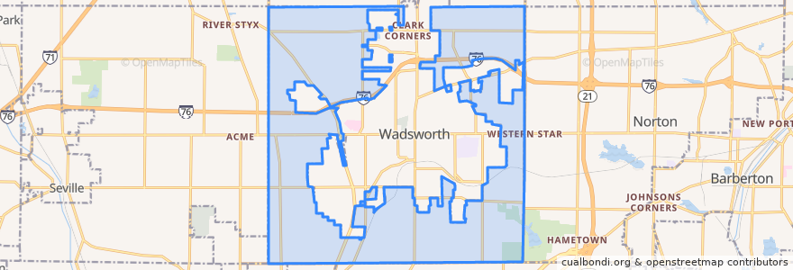 Mapa de ubicacion de Wadsworth Township.