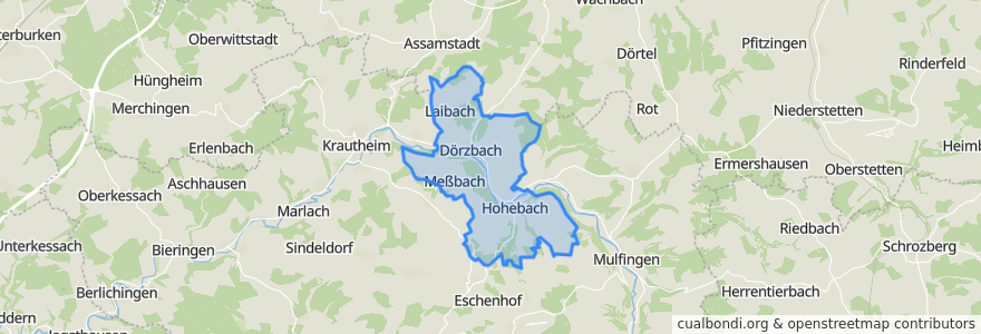 Mapa de ubicacion de Dörzbach.