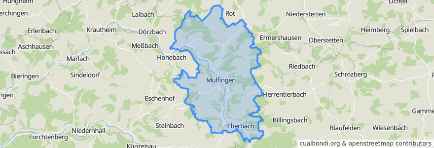 Mapa de ubicacion de Mulfingen.