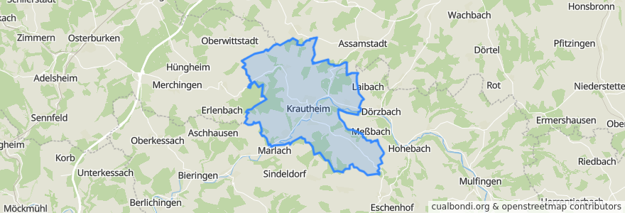 Mapa de ubicacion de Krautheim.