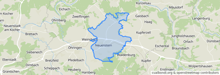 Mapa de ubicacion de Neuenstein.