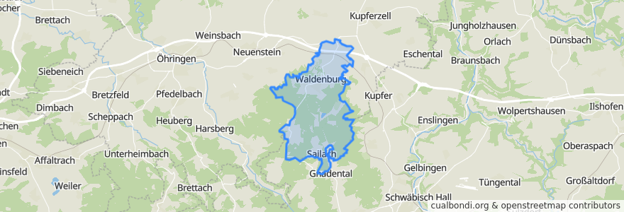 Mapa de ubicacion de Waldenburg.