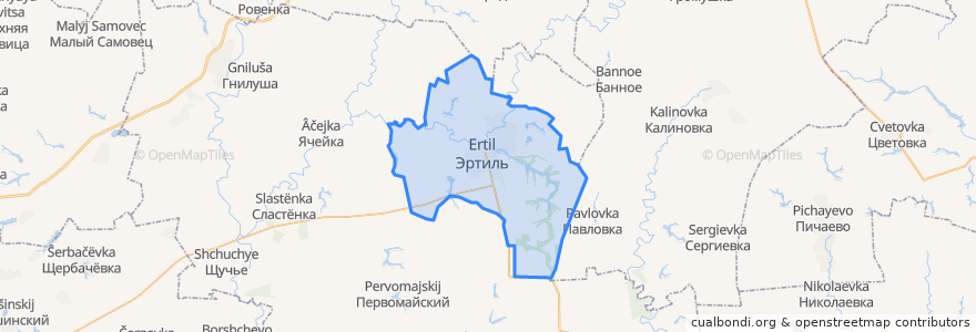 Mapa de ubicacion de городское поселение Эртиль.