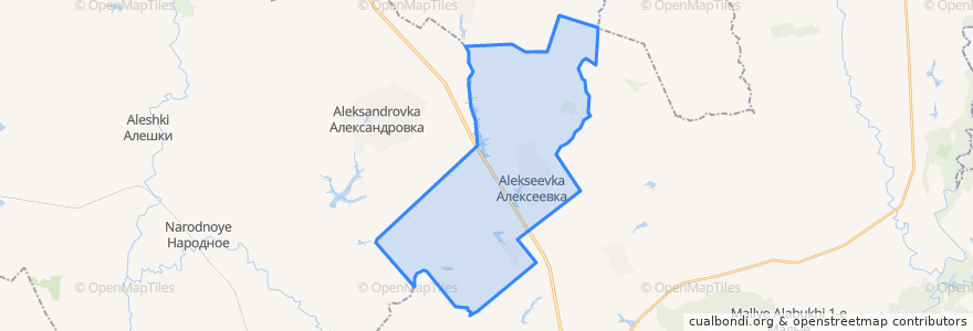 Mapa de ubicacion de Алексеевское сельское поселение.