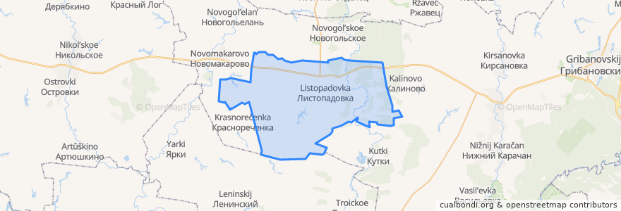 Mapa de ubicacion de Листопадовское сельское поселение.