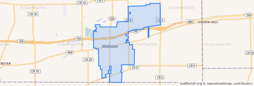 Mapa de ubicacion de Webster.