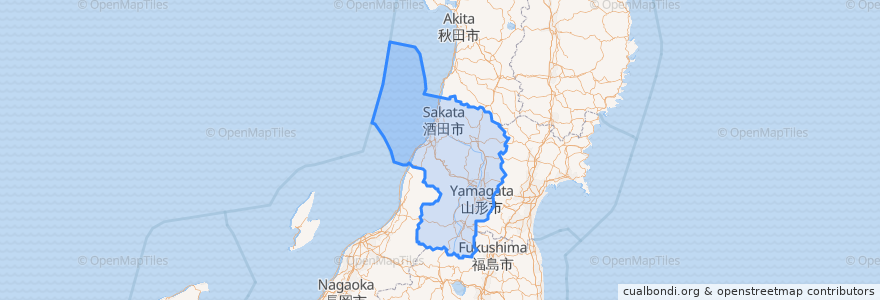 Mapa de ubicacion de 山形県.