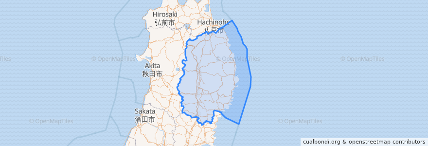 Mapa de ubicacion de 岩手県.