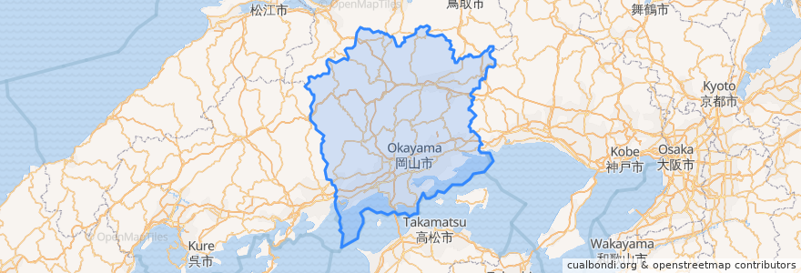 Mapa de ubicacion de Prefettura di Okayama.