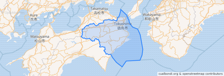 Mapa de ubicacion de Prefettura di Tokushima.