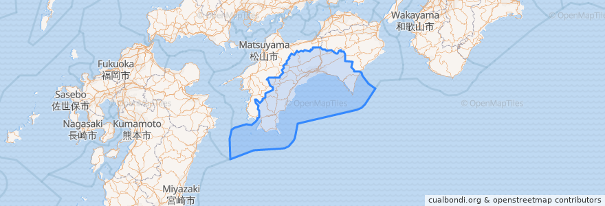 Mapa de ubicacion de Kochi Prefecture.