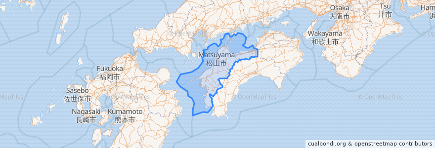 Mapa de ubicacion de Prefectura de Ehime.