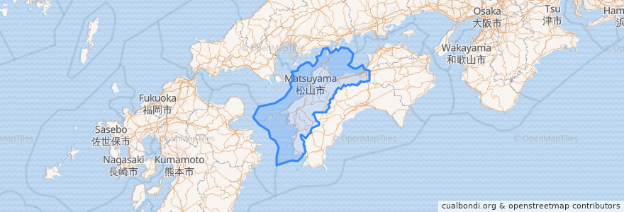 Mapa de ubicacion de 愛媛県.
