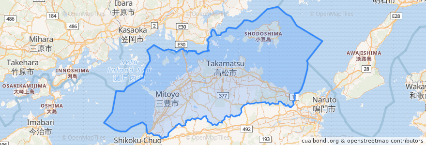 Mapa de ubicacion de Prefettura di Kagawa.