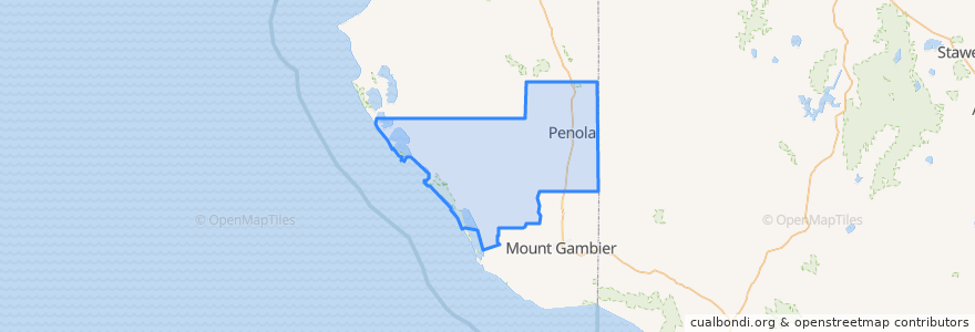 Mapa de ubicacion de Wattle Range Council.