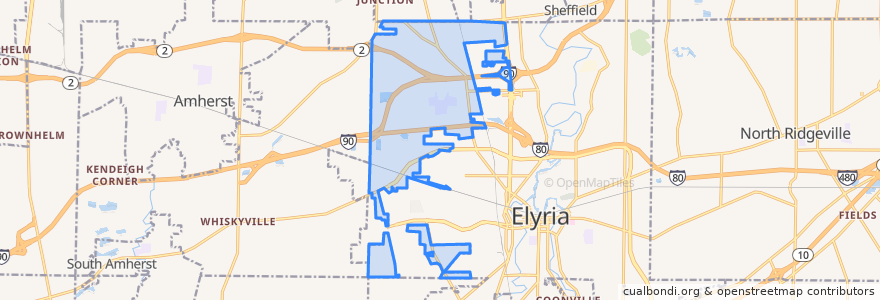 Mapa de ubicacion de Elyria Township.