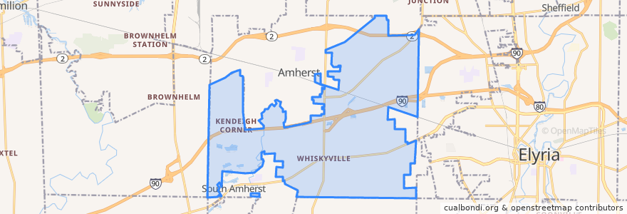 Mapa de ubicacion de Amherst Township.
