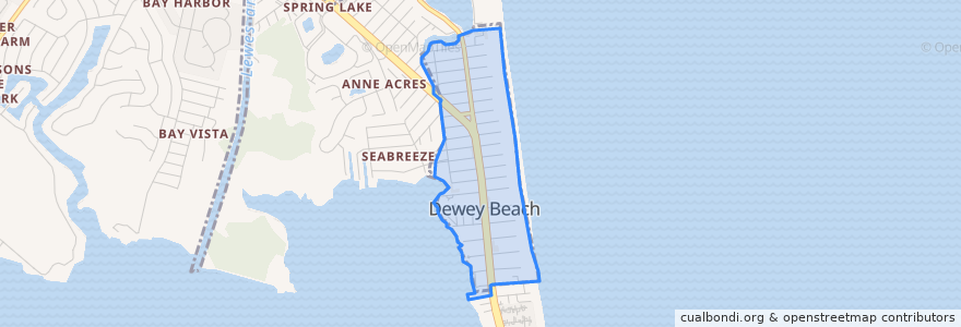 Mapa de ubicacion de Dewey Beach.