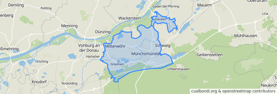 Mapa de ubicacion de Münchsmünster.