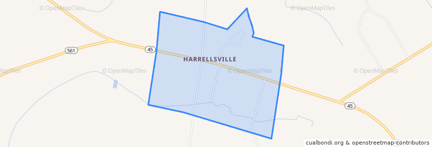 Mapa de ubicacion de Harrellsville.