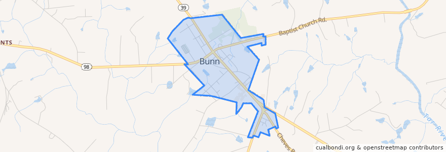 Mapa de ubicacion de Bunn.