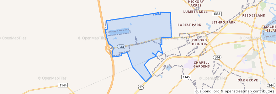 Mapa de ubicacion de Elizabeth City.
