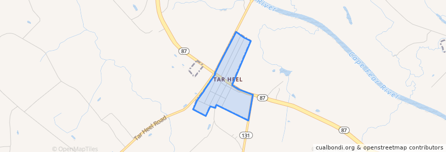 Mapa de ubicacion de Tar Heel.