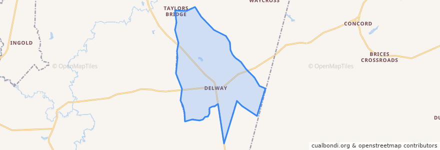 Mapa de ubicacion de Delway.