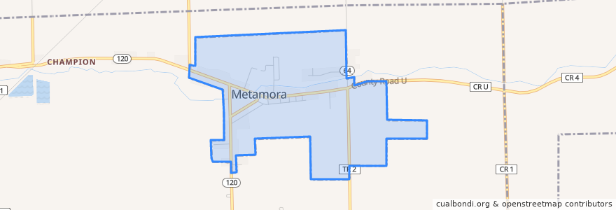 Mapa de ubicacion de Metamora.