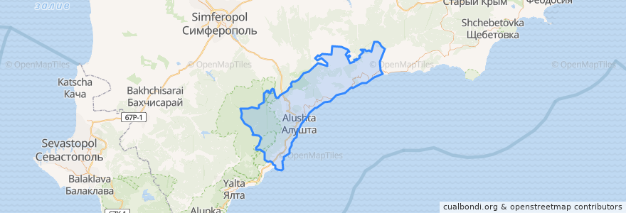 Mapa de ubicacion de городской округ Алушта.