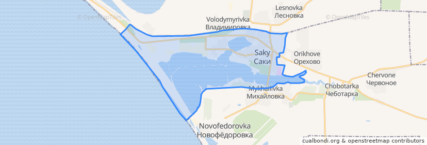 Mapa de ubicacion de городской округ Саки.