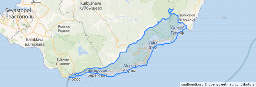 Mapa de ubicacion de городской округ Ялта.