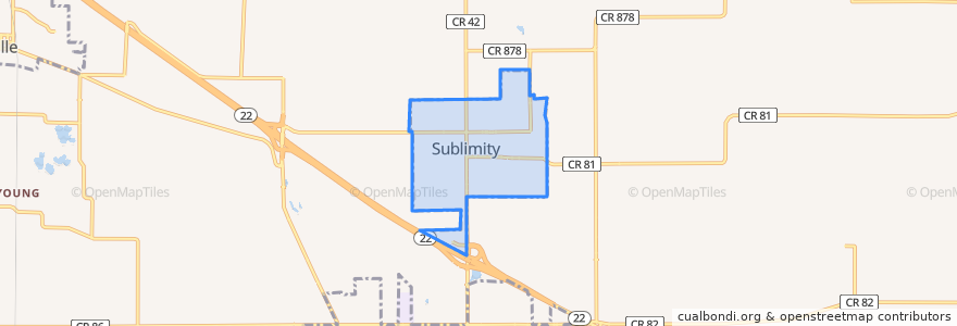 Mapa de ubicacion de Sublimity City Limits.