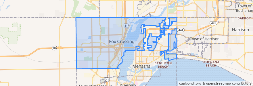 Mapa de ubicacion de Fox Crossing.
