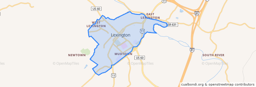 Mapa de ubicacion de Lexington.