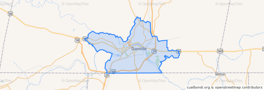 Mapa de ubicacion de Danville City.