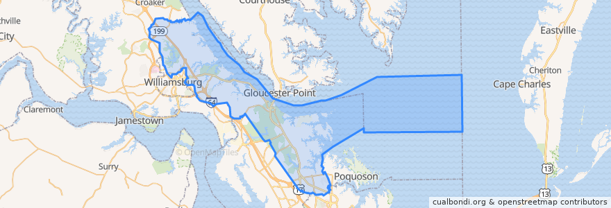 Mapa de ubicacion de York County.