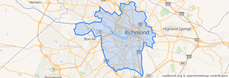 Mapa de ubicacion de Richmond City.