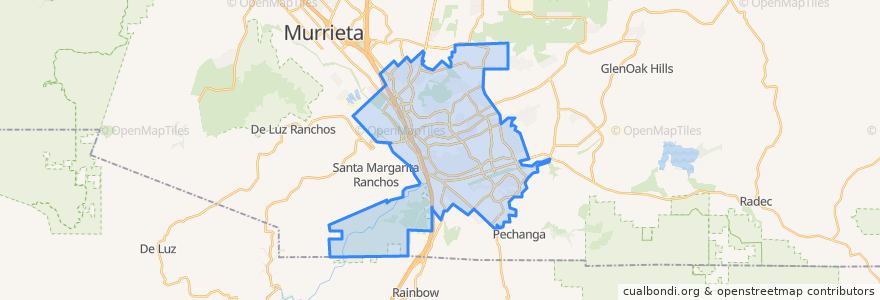 Mapa de ubicacion de Temecula.