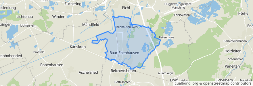 Mapa de ubicacion de Baar-Ebenhausen.