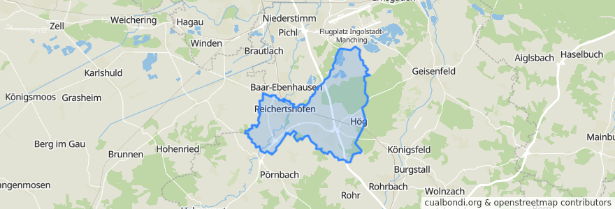 Mapa de ubicacion de Reichertshofen.