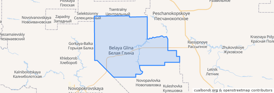 Mapa de ubicacion de Белоглинское сельское поселение.