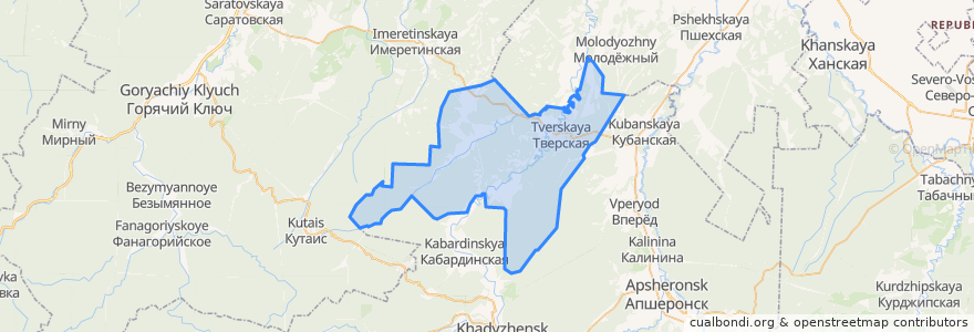 Mapa de ubicacion de Тверское сельское поселение.