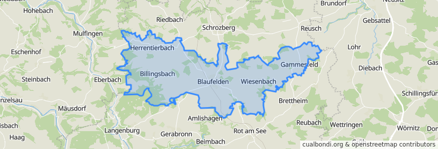 Mapa de ubicacion de Blaufelden.