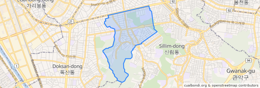 Mapa de ubicacion de 미성동.